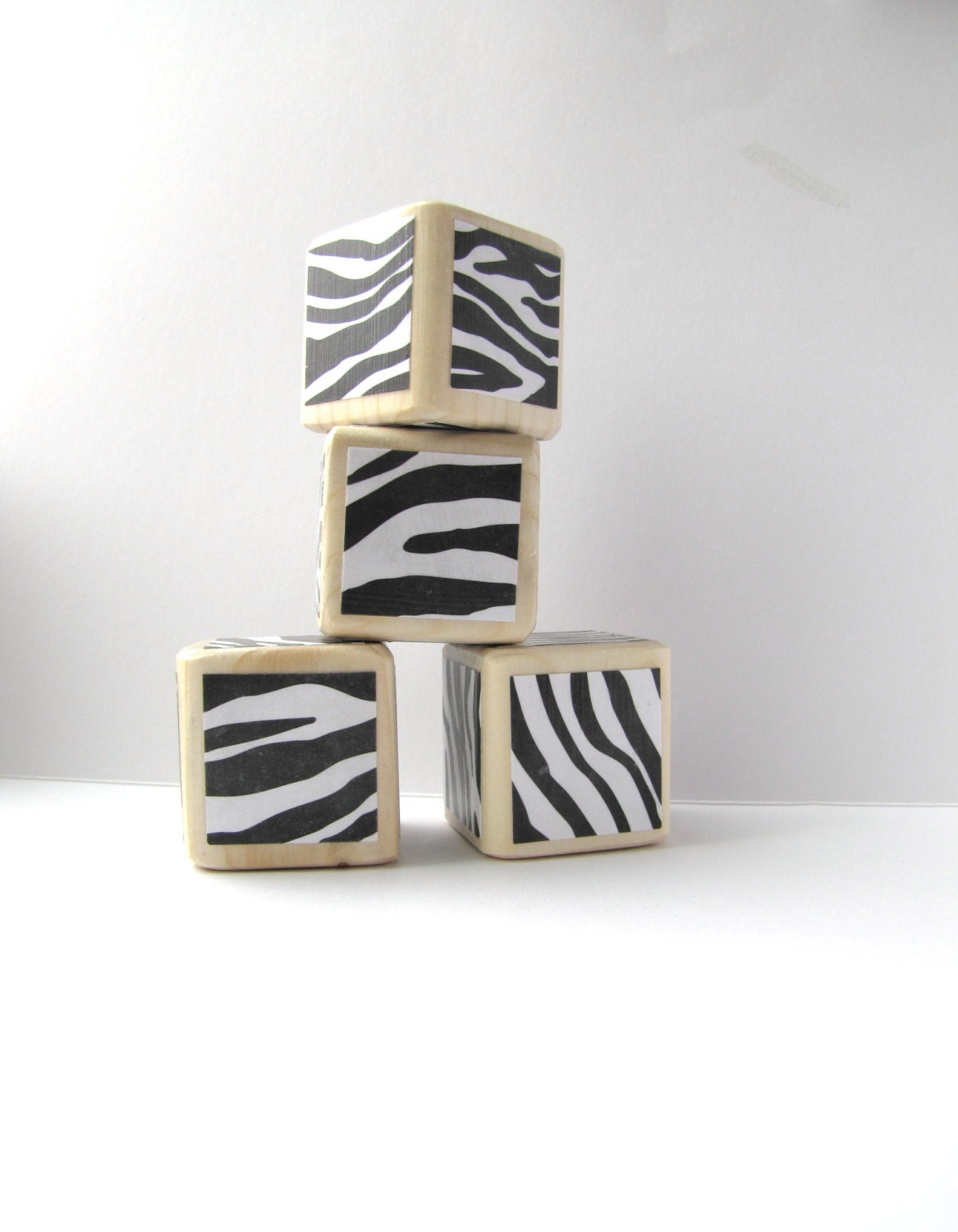Wood baby Blocks. Baby Shower Decoration. Black and White. Zebra Print. Wild. Bold nursery decor. - MiaBooo