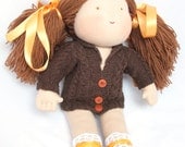 Waldorf doll 15" clothes set -crochet shoes and socks, knitted sweater