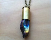 Rainbow Mystic Titanium Quartz "Magic Bullet" Necklace - .9mm shell casing