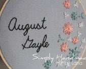Hoop Art, Embroidered Hoop, Name, Date, Phrase, Wedding Gift, Baby Shower Gift, Baby Gift