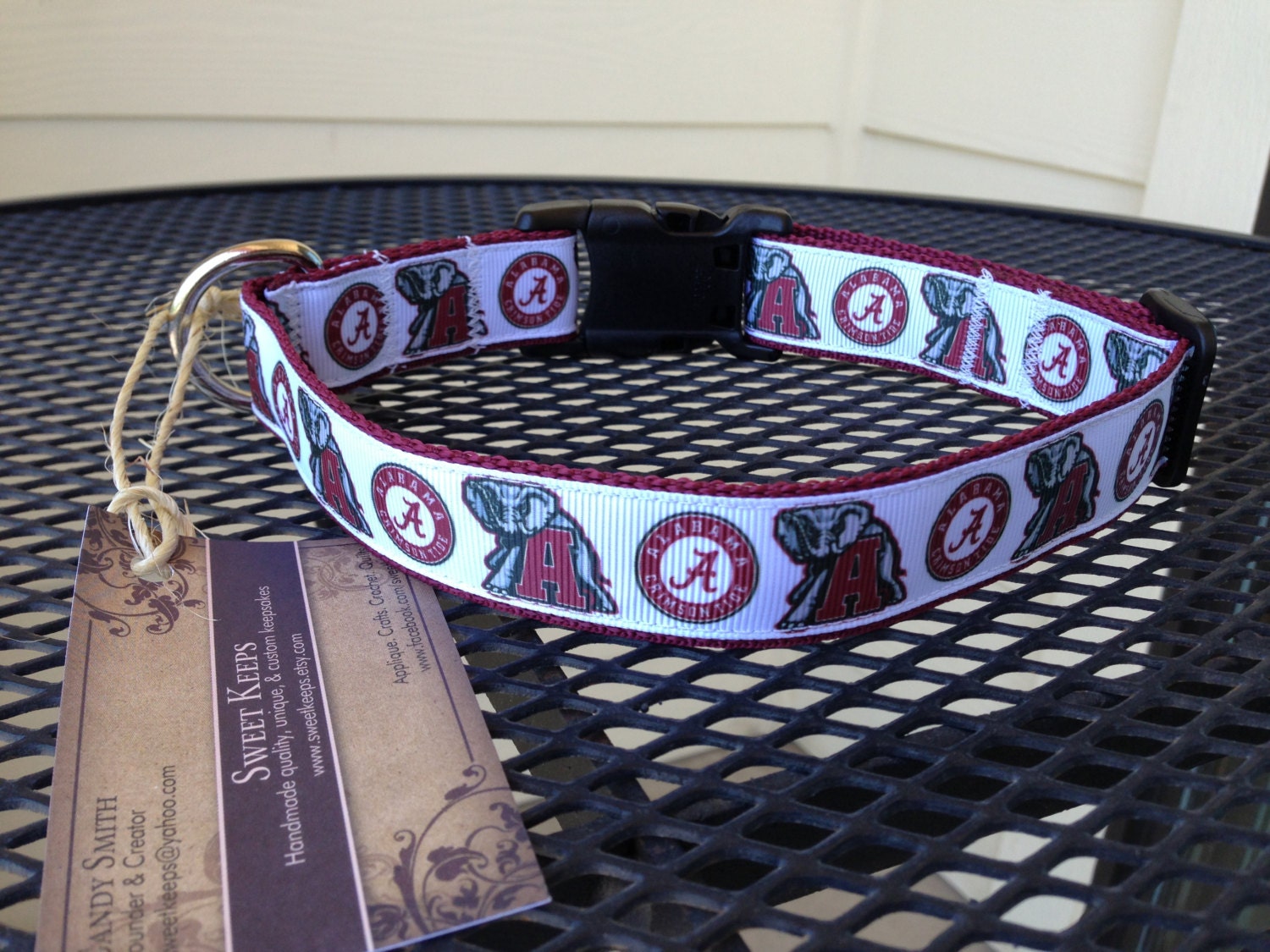 Dog Collar Made from Alabama Crimson Tide Ribbon