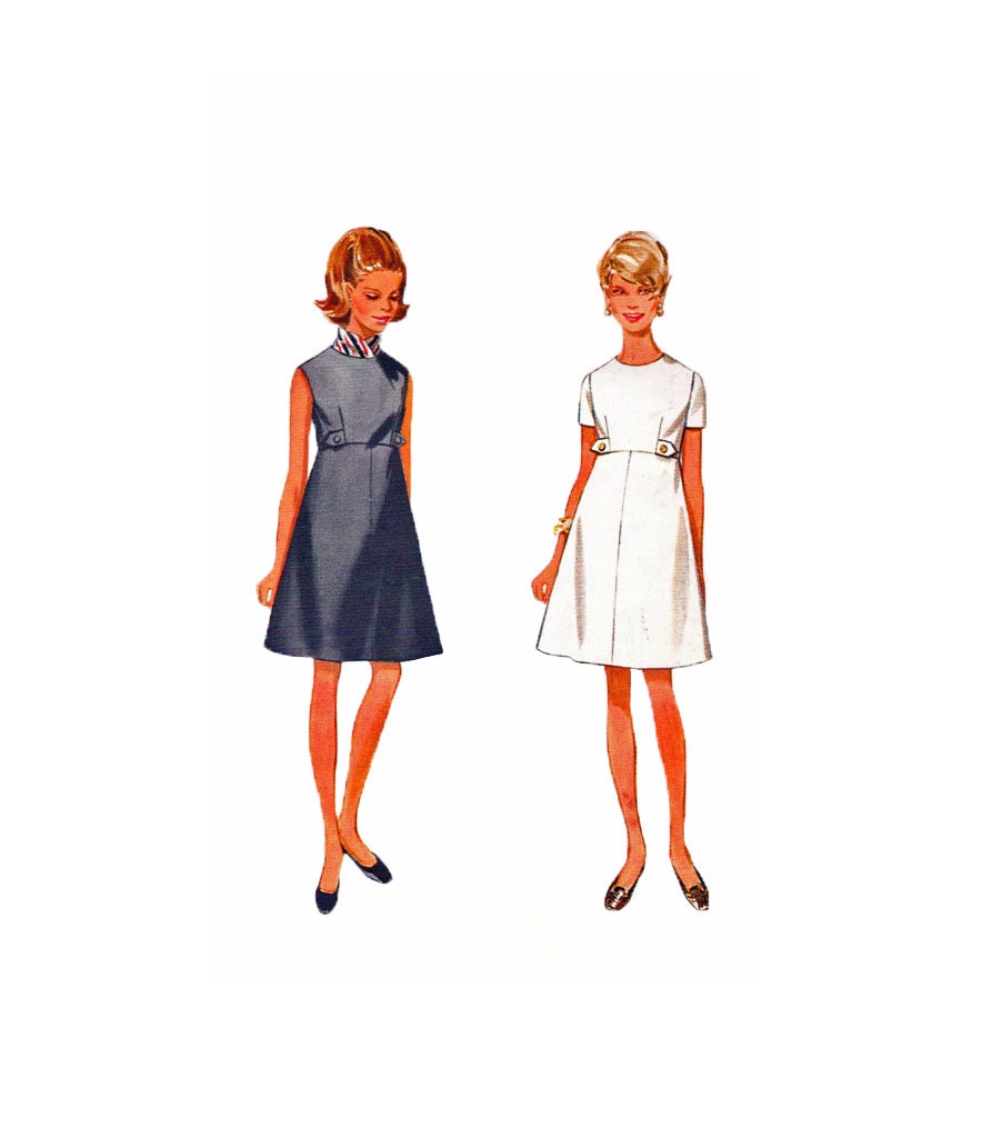60s Misses Dress Sewing Pattern Empire Waist A Line Dress Vintage UNCUT Size 8 Dress