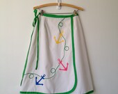 vintage 80s nautical anchor applique wrap skirt s m