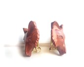Foxy Brown Clip-On Earrings , wolf dog copper terracotta clay brown gold stud big