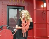 CROCHET LACE Slouchy Triangle Infinity Cowl - Coral