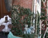 Etched Aqua Mirror Curvy Shape Frame Shabby Chic Ghosty Silvering