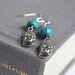 Buddha  Earrings Silver, Wood and Turquoise Jewelry, Zen Buddah Silver Charm Earrings, Love n Lavish