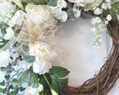 White Spring Summer Peony Wreath for sale