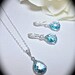 Aquamarine - Necklace and Earring set - Teardrop set - Sterling Silver - Bridal Jewelry - March birthstone - Gift -