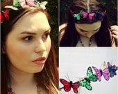 Rainbow Butterfly Halo. Whimsical. Woodland, Spring, Butterflies Crown, Headband, Wedding, Hair Accessories. Bridesmaids, Flower Girl