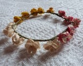 Antique French bridal flower tiara headband hairpiece wreath, Victorian wedding bride, 1900s bridal hair accessories, romantic tulle crown