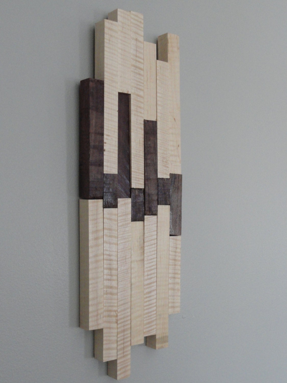 Modern Wood Wall Art, Purple Heart, Reclaimed, Urban Wall Hanging Made from Hardwood, Made From Local and Rescued Hardwood