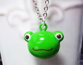 Kids Green Frog Necklace  Birthday Gift Child Gift