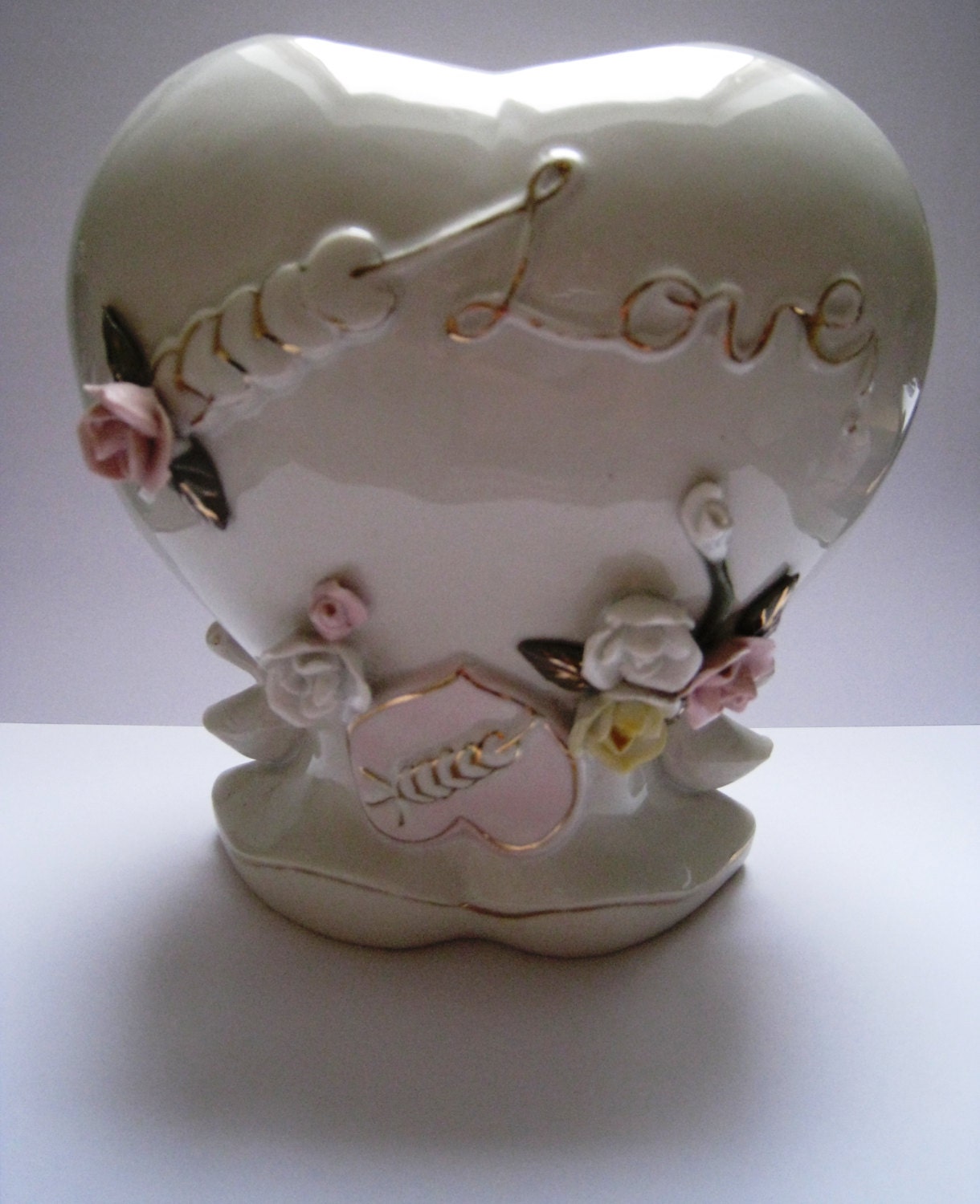 Heart Shaped Vase China UK Flowers Love Birds Home Decor