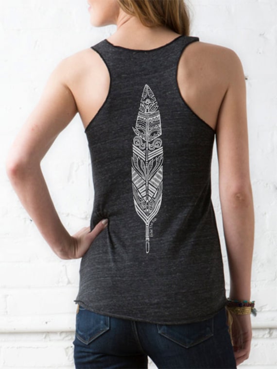 Feather Tank - Eco-friendly flowy tank top shirt in Eco-black