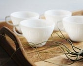 Milk Glass Teacups, Corning, Set of 4- FREE SHIPPING