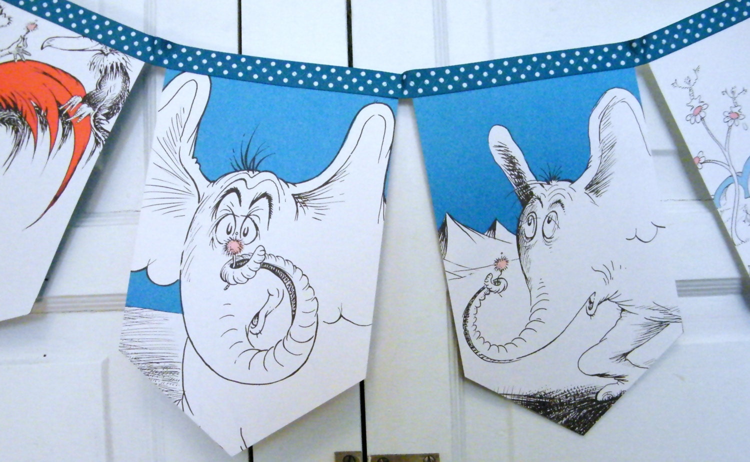 dr suess  Horton Hears A Who bunting banner children story book, nursery bedroom / birthday garland, gift under 20