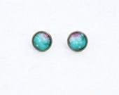 Universe Nebula Earrings-  Bronze Tone - Space Galaxy- Stars & Planets- Tiny Jewelry- Gifts Under 25- Last Minute Gift Idea