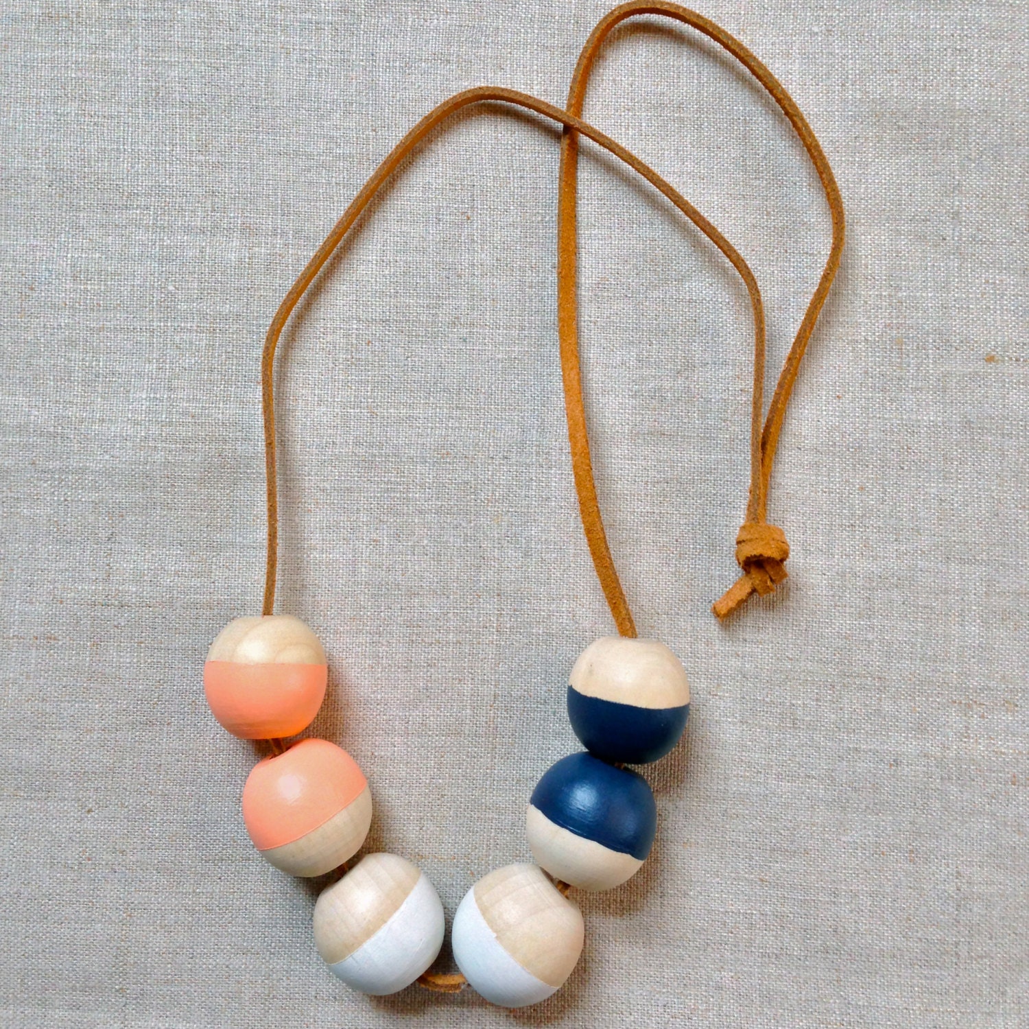 Modern Geometric Wood Bead Necklace