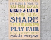 Playroom Rules... Typography Art, 11x14, 8x10