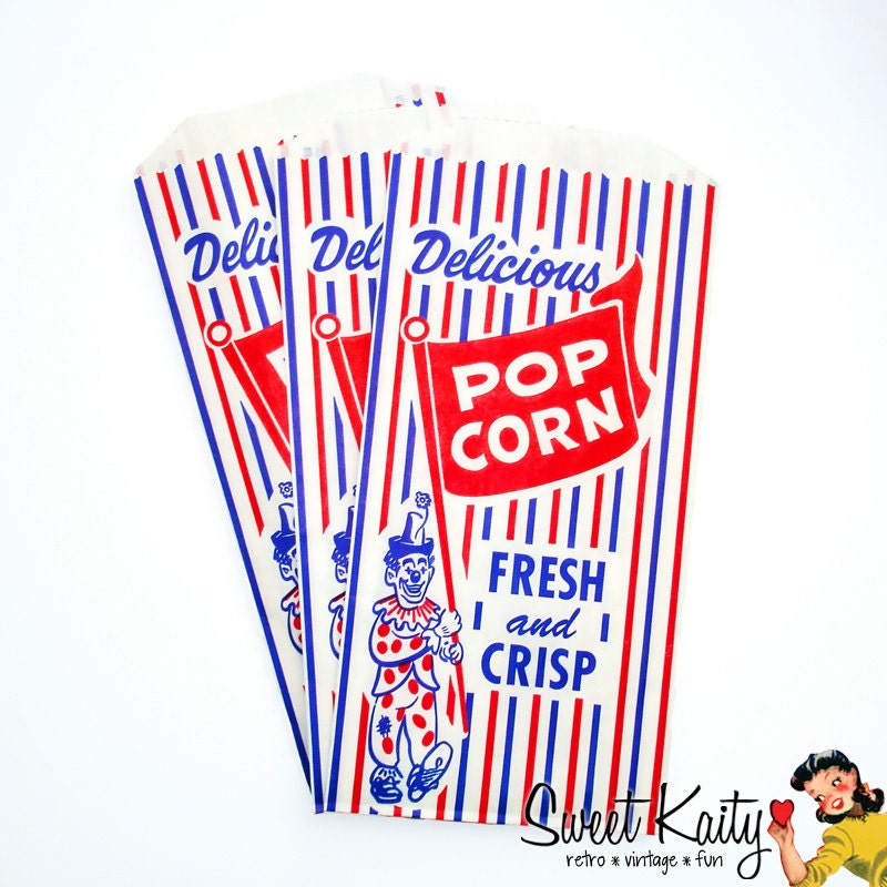 50 Clown Popcorn Bags - Fun Retro Circus Popcorn Bags - Wedding - Favor Bags Il_170x135