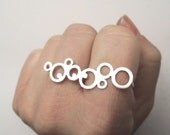 Organic Frosted Bubble Lace - Double Finger Ring Two Finger Ring - Modern - Sterling Silver 925