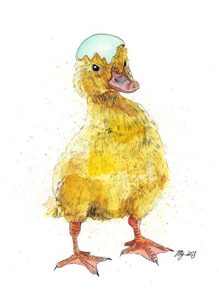 Original of a Duckling "Cuteness" Mixed Media Painting