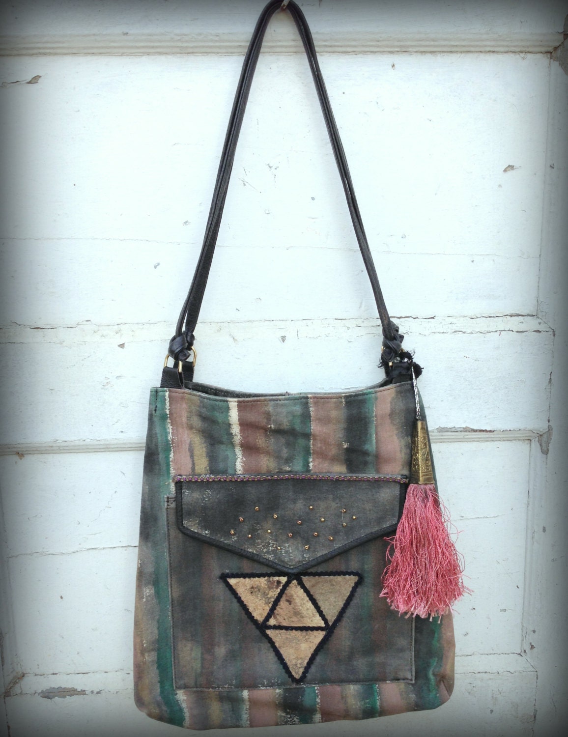 Alchemist Triangle Embellished Painted Purse Bag