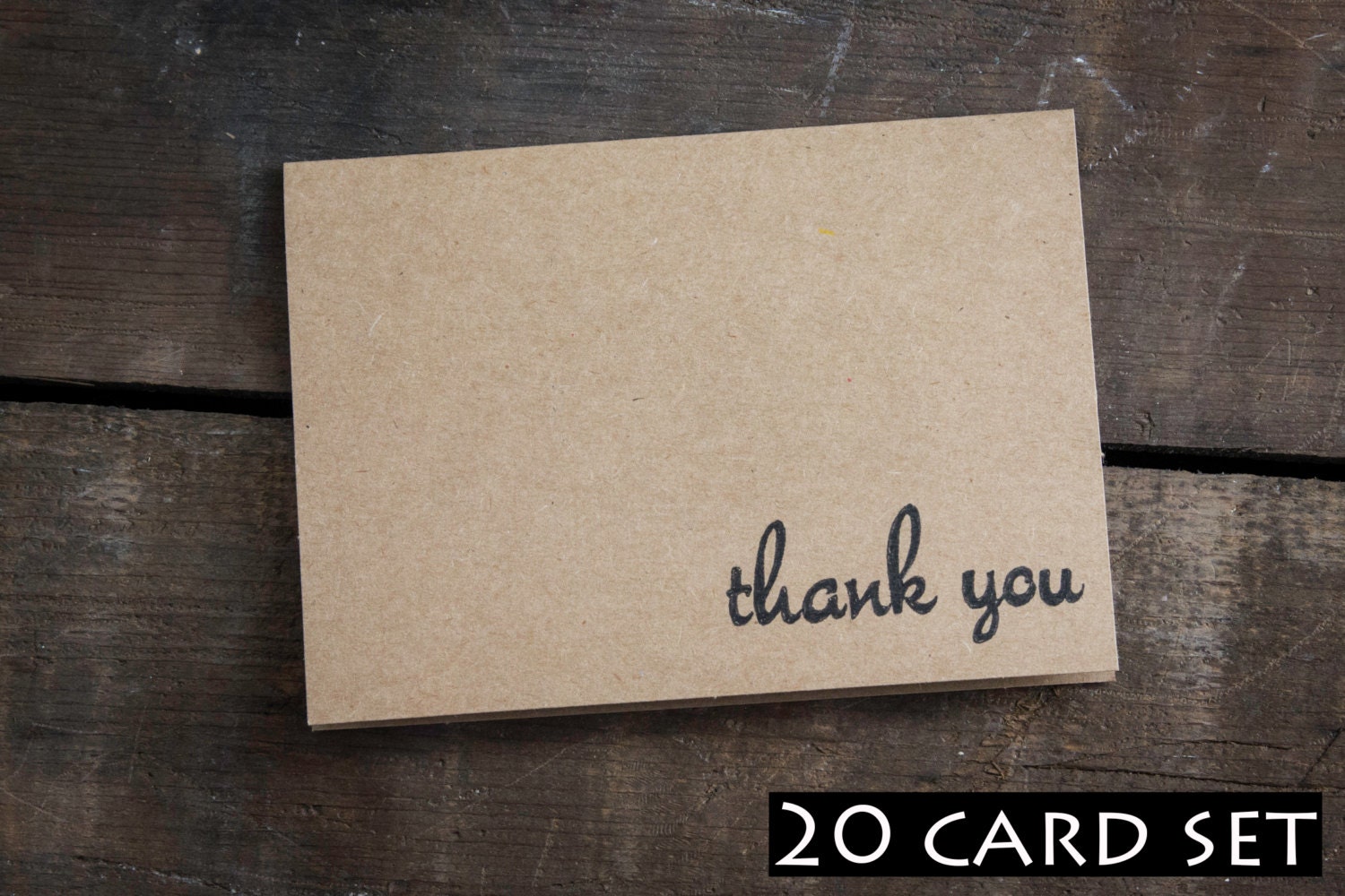 Thank You Card Set - Thank You Card - Simple Blank Greeting Card - Paper Goods - Wedding Thank You - Rustic Wedding - Handmade - Set of 20