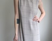 90s grey chiffon grid maxi dress /medium