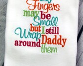 Baby Girl Onesie - My Fingers may be Small but I still Wrap Daddy around them - Infant, Toddler, Little Girl. Baby Shower Gift. Embroidered.