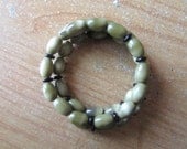 OOAK - Olive Green and Black Beaded Wrap Bracelet