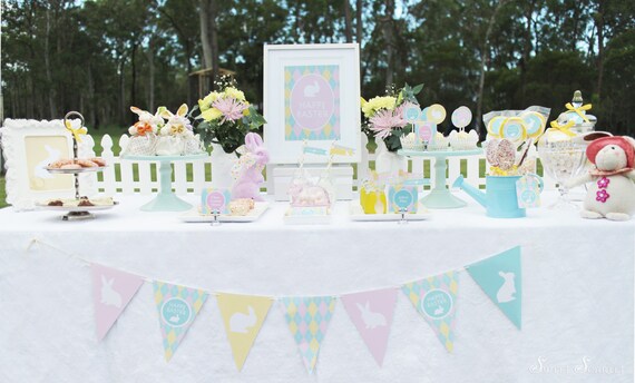 EASTER Printable Set - Includes Cupcake Toppers, Favor Tags, Candy Wrappers, Party Sign and more Il_570xn