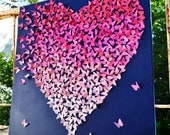 CUSTOMIZED COLOR SCHEME - 3D Butterfly Heart / Unique Wedding Gift / Engagement / 1st Anniversary / Nursery Decor / Children's Room