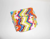 OS Flannel Fitted Pocket Diaper - Patchwork Chevron Print - Vertical