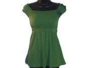 Green Short Sleeved Military Inspired Off Shoulder Summer Top Womens Clothing Medium