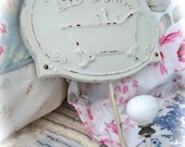 Shabby FRENCH Country Wall Towel HOOK Le Bain Bathroom PLAQUE Sign Cottage Chic