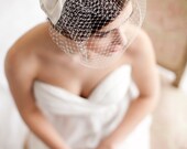 Birdcage Veil with Silk Bow, Blusher Veil, Silk Bow, Wedding Veil, Small Birdcage Veil, Mini Veil - Audrey  MADE TO ORDER