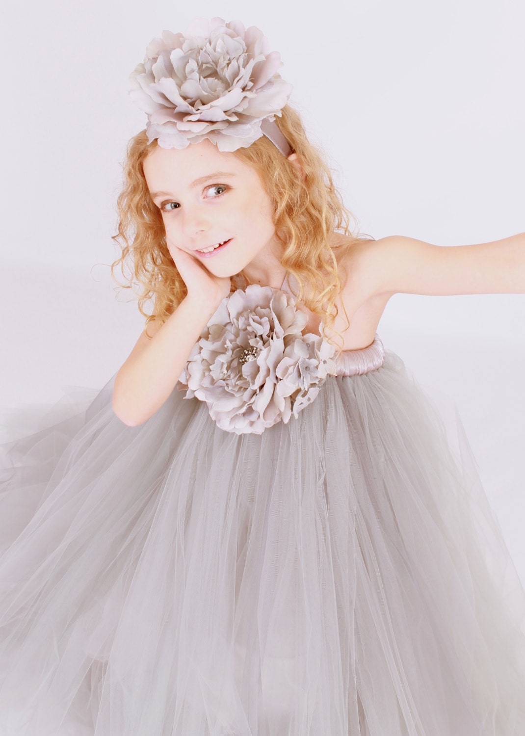 Flower Girl Tutu Dress - Grey - Dazzling Dove - 12 Month to 2 Toddler Girl Il_170x135