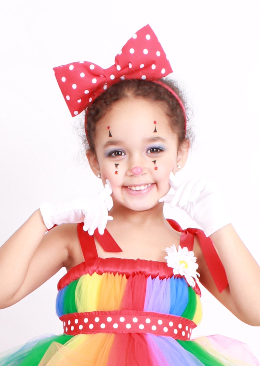 Cutie Patootie Clown - Red & White - Polka Dot Bow Headband: Fits toddler to adult Il_570xn