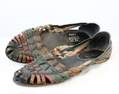 AS IS Vintage Multi Colored Leather Huarache Sandals Sz 6.5