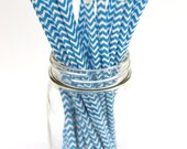 BLUE CHEVRON Stripe Straws-25 Blue chevron Stripe Straws-retro chevron stripe straws-paper straws-blue paper straws-25 count Il_170x135