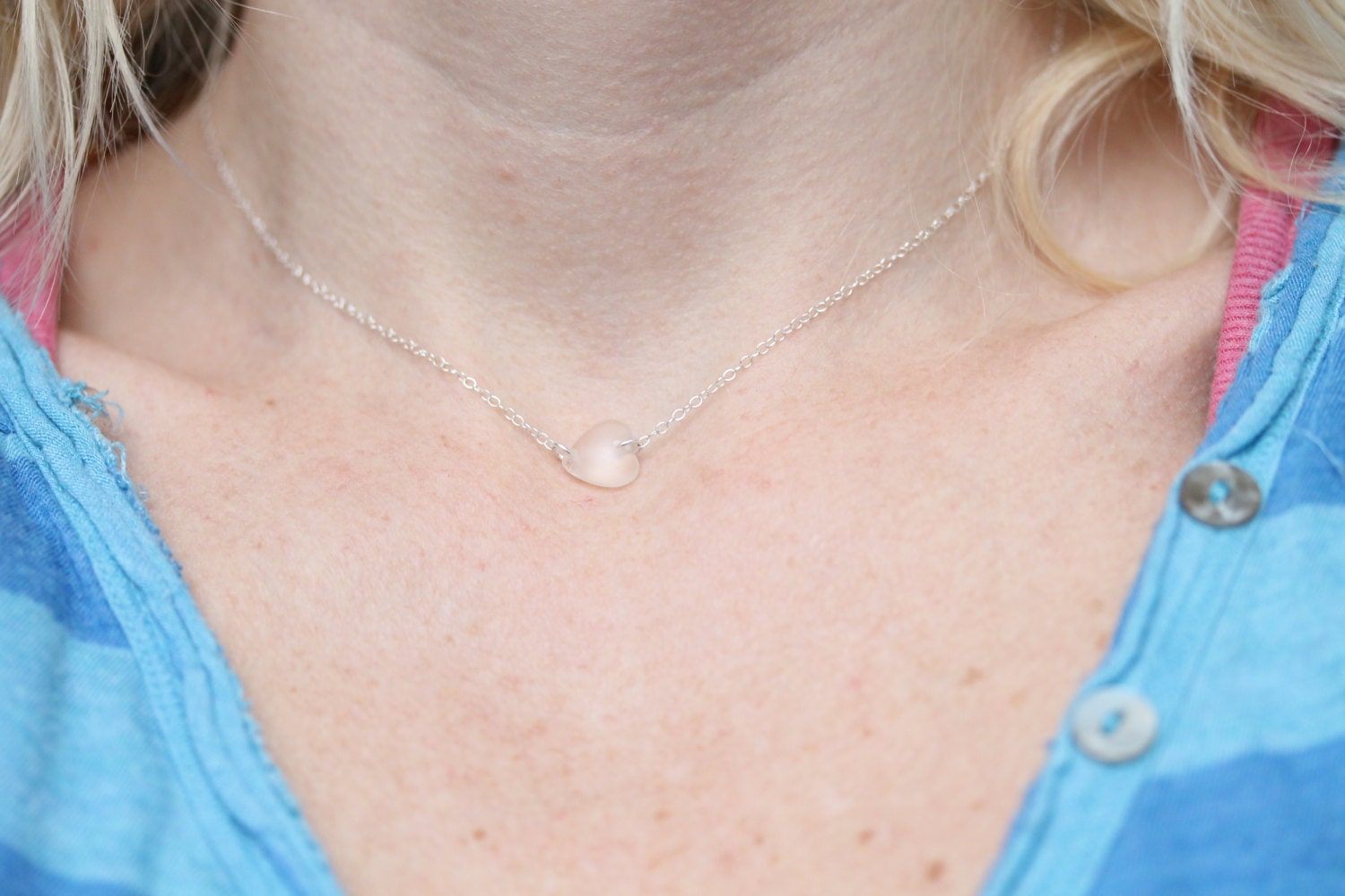 Heart of Glass Necklace on Sterling SIlver - Small