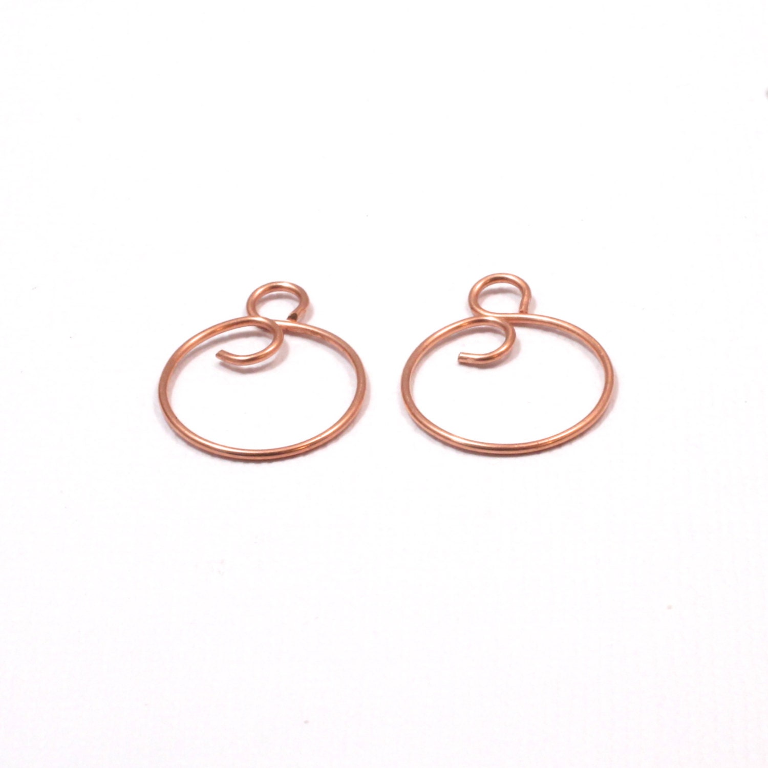 Copper Handmade Small Circular Components Hammered Interchangeable -DANGLE HOLDERS ONLY Matched Pair