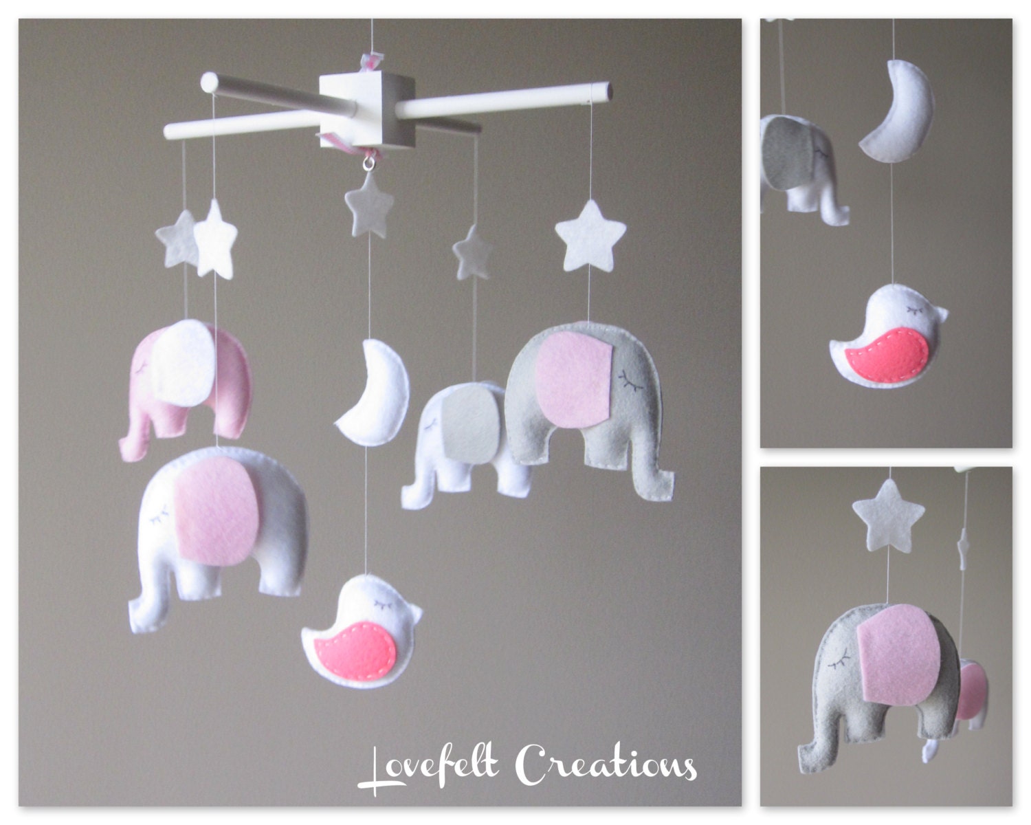 Baby crib mobile - Baby mobile - Elephant Mobile - Mobile - Nursery Mobile - CUSTOMIZE....You can pick colors too :)