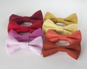 Linen Hair Bow / Clip on Bow-Tie - Warm Tones - Choose One
