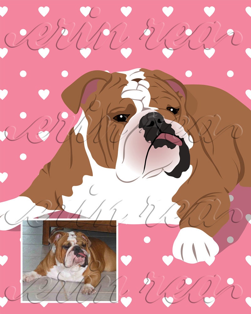 Custom Pet Portrait : Modern Print of YOUR Pet (Pattern shown here is Sweetheart)