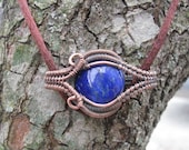 Lapis Lazuli Multi-directional Wire Wrapped Pendant in Oxidized Copper