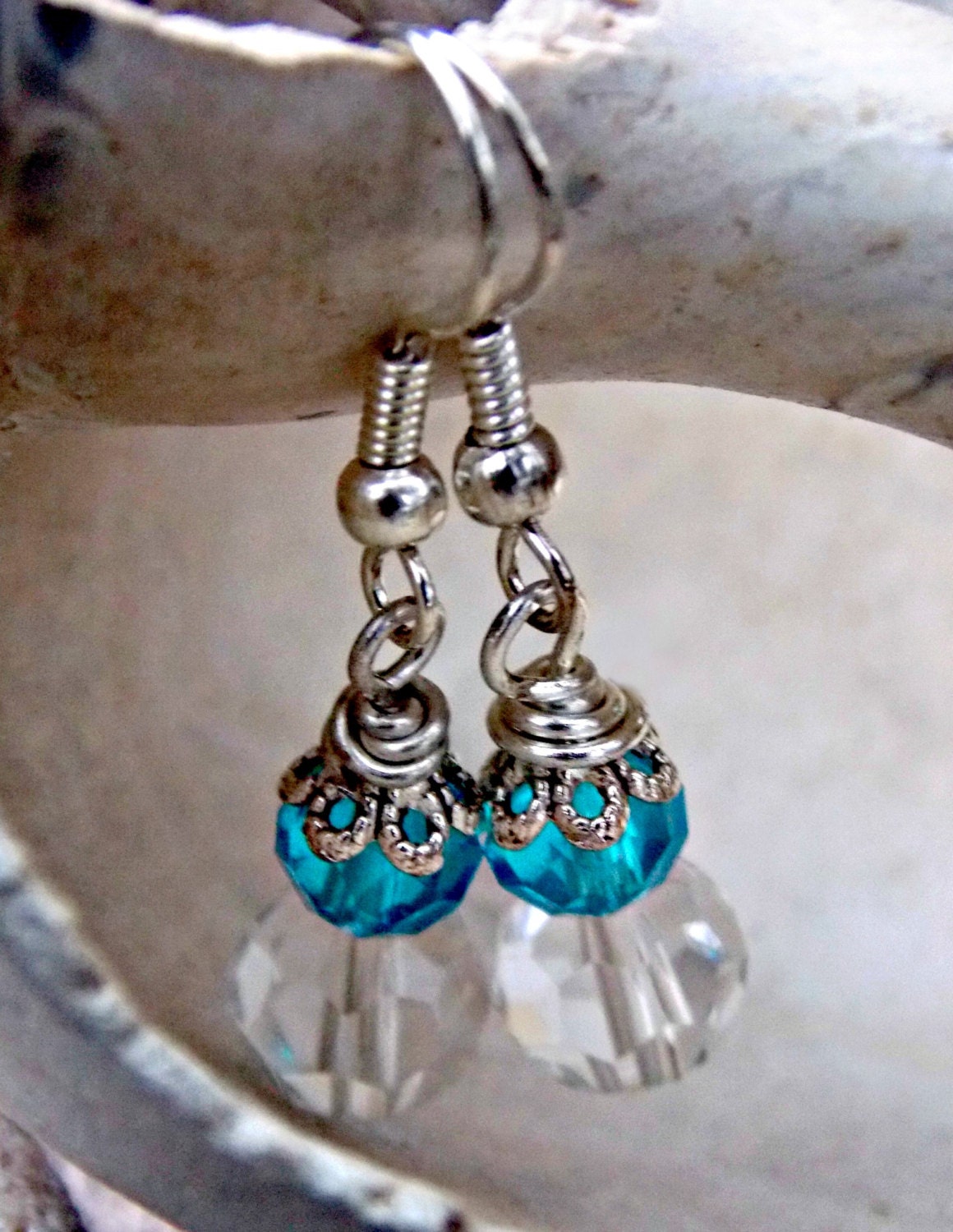 Swarovski Crystal Earrings - Lake Blue - Under 10 - Handmade Jewelry