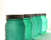 Stained Glass Mason Jars - Set of 6 - Sea Greens